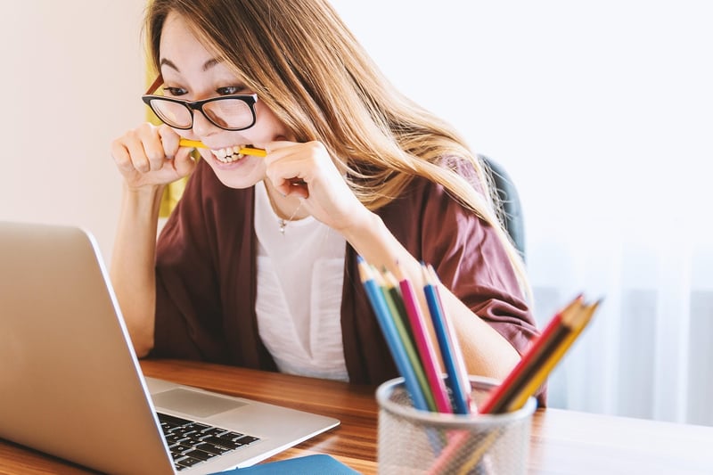Woman attending online event
